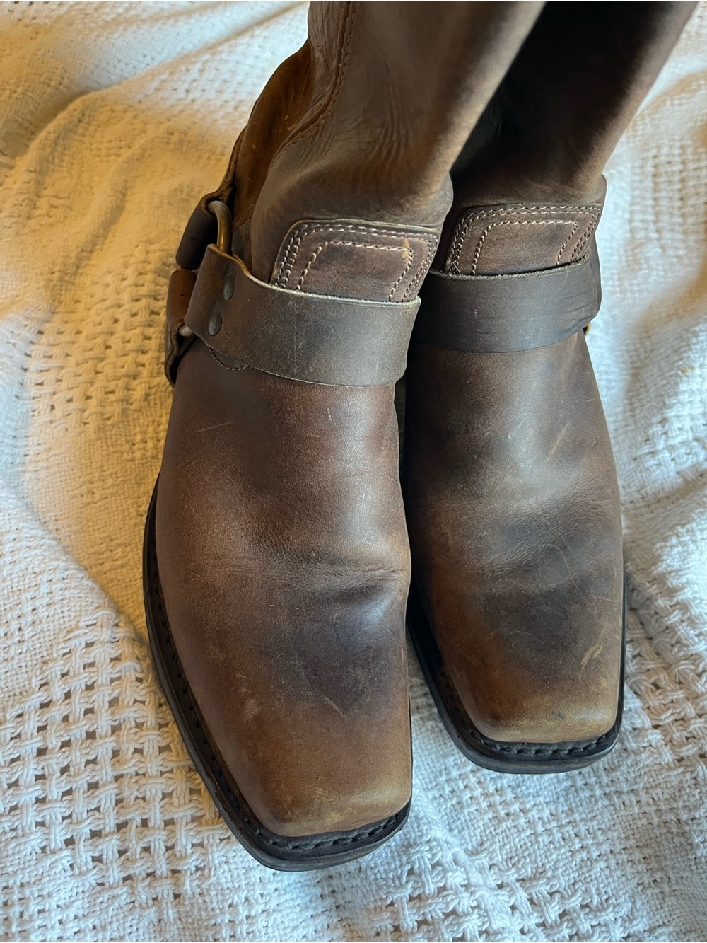 Frye Brown Leather Harness Heeled Boots - Picture 5 of 10